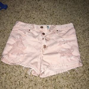 PINK ABERCROMBIE HIGH WAISTED SHORTS